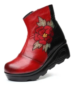 Alternative view of 2025 Size 35-40 Ankle Women's Boots Winter Embroidery Shoes Woman Outdoor Western Flat Heels Female Platform Boot