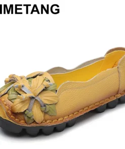 Alternative view of TIMETANGWomen Shoes Handmade Genuine Leather Casual Shoes Women Floral Solid Flat Shoes Vintage Cow Leather Loafers S Woman