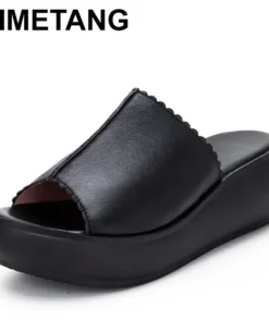 2025 Women's Summer Sandals Wear Leather Women's Slippers Thick Sole Soft Sole Wedge Heel Non-slip Women's Sandals