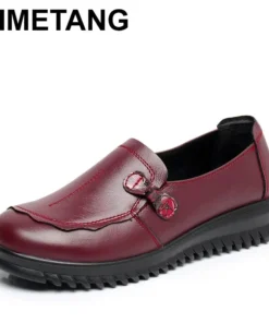 2025 Spring Flats Luxury Women Flat Elderly Shoes Retro Vintage Genuine Leather Loafers Black Women's Shoes Moccasins With