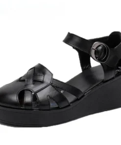 Alternative view of 2025 Women Wedges Sandals Pumps Ankle Buckle Open Toe Fish Mouth Med Summer Women Shoes Fashion Wedges Shoes