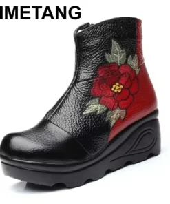 2025 Size 35-40 Ankle Women's Boots Winter Embroidery Shoes Woman Outdoor Western Flat Heels Female Platform Boot