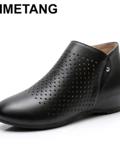 2025 Genuine Leather Summer Women Ankle Boots Flower Cutout Breakthrough Trends Low Heels Round Toe Beige Black one pair