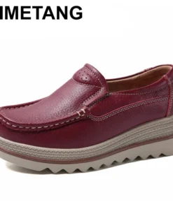 TIMETANG Autumn women flat shoes woman platform sneakers moccasins shoes woman creepers without lace genuine leather shoe ladies