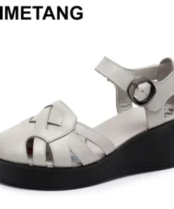 2025 Women Wedges Sandals Pumps Ankle Buckle Open Toe Fish Mouth Med Summer Women Shoes Fashion Wedges Shoes