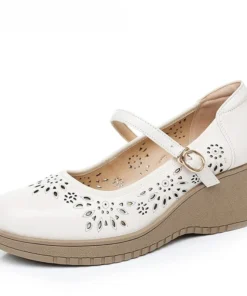 Alternative view of 2025 Women Boots Natural Cow Slip on Genuine Leather Summer Hollow Breathable Moccasins Designer Ethnic Shallow Shoes