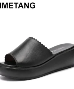2025 Women's Summer Wear New Leather Thick Sole Soft Sole Wedge Heel Non-slip Women's Sandals