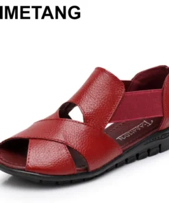 TIMETANG Summer Gladiator Rome Casual Sandals Women Shoes Sandalia Feminina Genuine Leather Wedge Heel Comfort Sandals