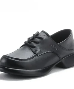 Alternative view of 2025 Women Genuine Leather Shoes Spring Lace-Up Round Toe Genuine Leather Thick Heel Casual Shoes