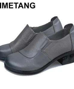 TIMETANGSpring Autum Genuine Leather Shoes Women High Heels Fashion Womens Pumps Office Ladies Shoes Black comfortable soft sing