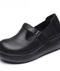 Alternative view of 2025 New Spring Top Cowhide Genuine Leather Shoes Platform High Heel Wedges Comfort Loose Women Shoes Casual Trendy Shoes