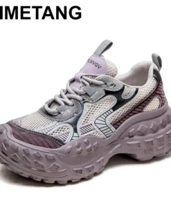 2025 Summer New Vulcanized Genuine Leather Splicing Breathable Mesh Casual Versatile Women's Lace-up Shoes