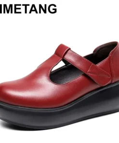 2025 New Spring Top Cowhide Genuine Leather Shoes Platform High Heel Wedges Comfort Loose Women Shoes Casual Trendy Shoes