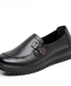 Alternative view of 2025 Spring Flats Luxury Women Flat Elderly Shoes Retro Vintage Genuine Leather Loafers Black Women's Shoes Moccasins With