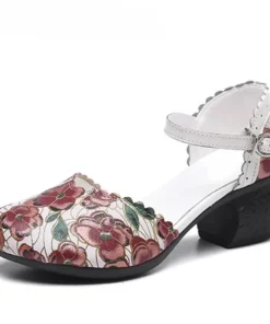 Alternative view of 2025 Women Shoes Platform Sandals Genuine Leather New Buckle Strap Print Retro Handmade Concise Leisure Ladies Sandals