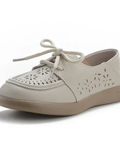 Alternative view of 2025 New Spring Summer Genuine Leather Hole Hole Shoes Flat Shoes Sneakers Breathable Comfortable Sandals Women Flats