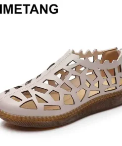 New Summer Round Toe Hollow Hole Shoes Woman Sandals Casual Sneaker Flat Soft Sole Comfortable Sandals Large Size Shoes