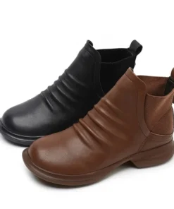 Alternative view of 2025 Winter New Women's Shoes Vintage Chelsea Boots Women's Shoes Women's Ankle Boots Genuine Leather Western Women Boots Retro